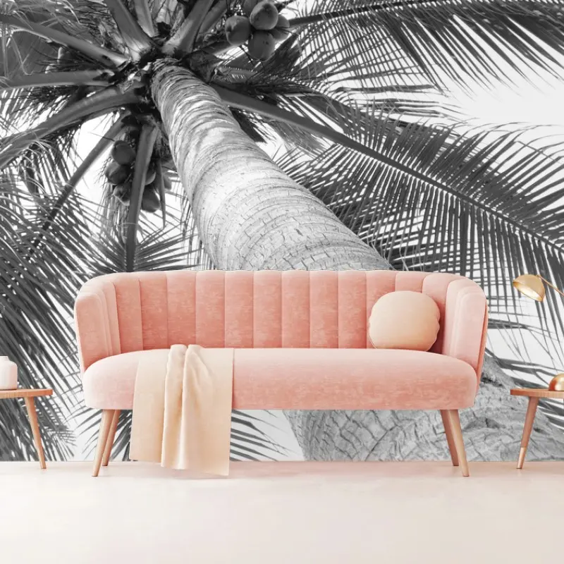 Wall mural monochrome palm tree from below