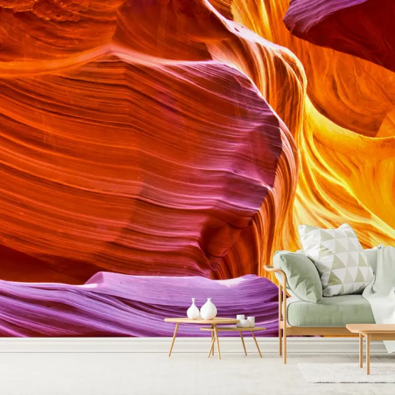 Wall mural sunlit sandstone canyon waves