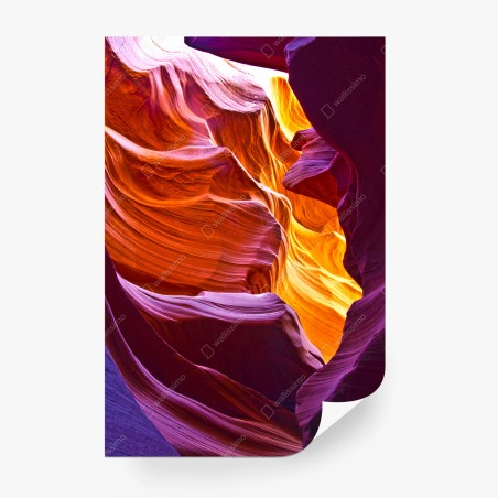 Wall mural sunlit sandstone canyon waves • Wallissimo®