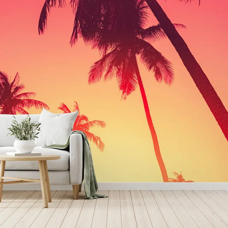 Wall mural tropical sunset palms