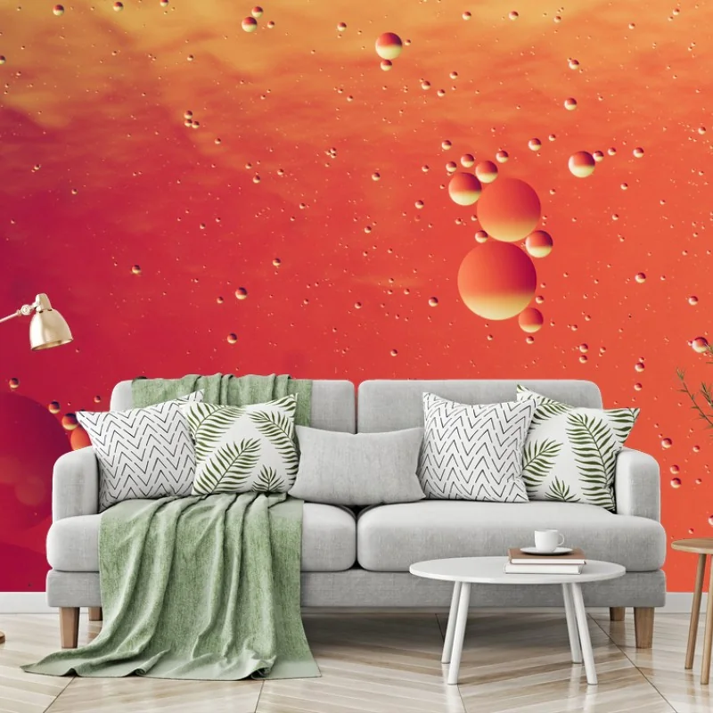 Wall mural warm orange bubble abstract art