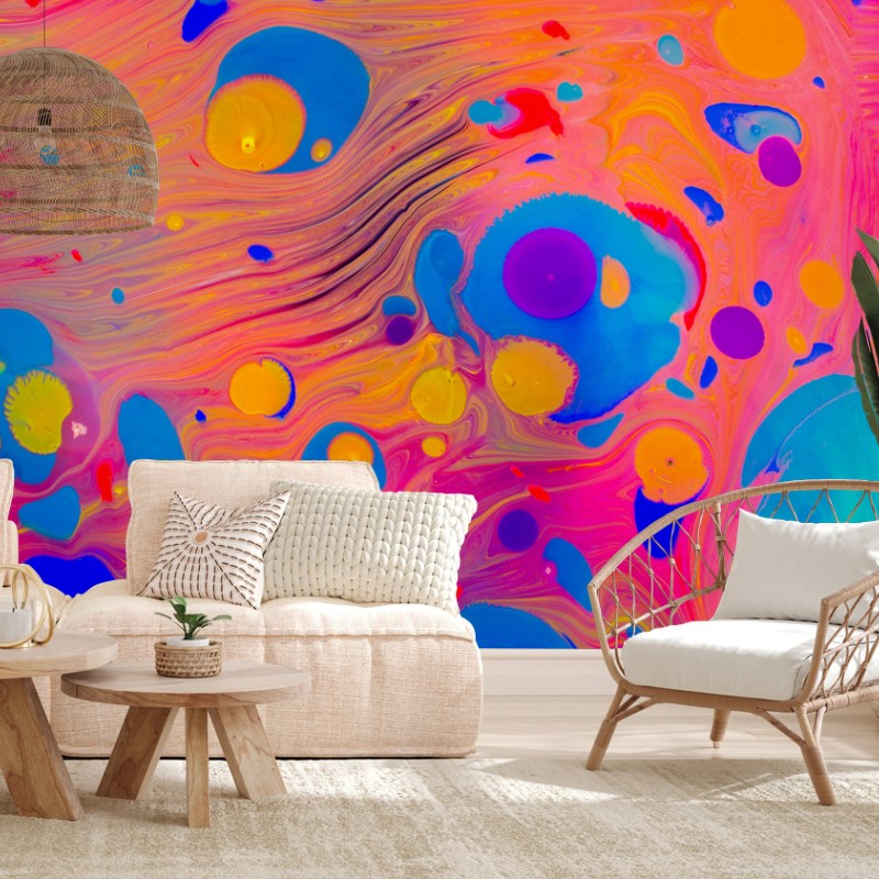 Wall mural ottoman ebru marbling abstract waves