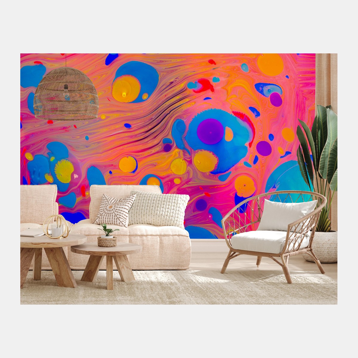 Wall mural ottoman ebru marbling abstract waves • Wallissimo®