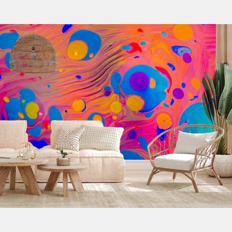 Wall mural ottoman ebru marbling abstract waves • Wallissimo®