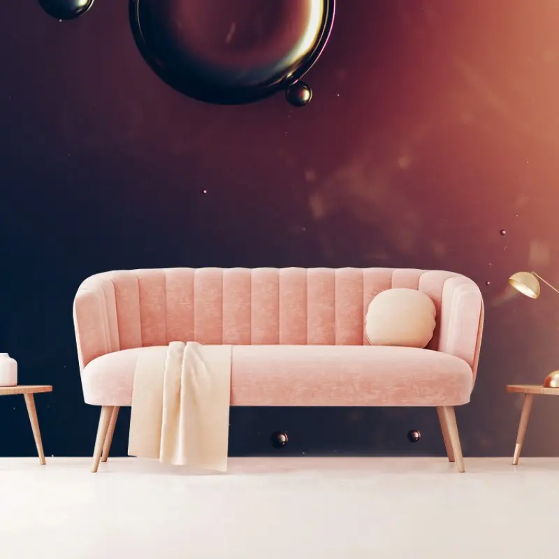 Wall mural floating oil bubbles on deep gradient