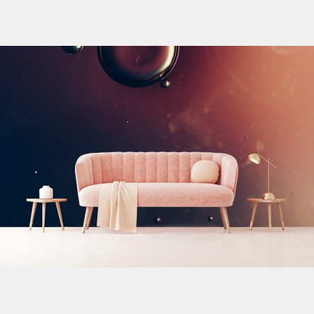 Wall mural floating oil bubbles on deep gradient • Wallissimo®