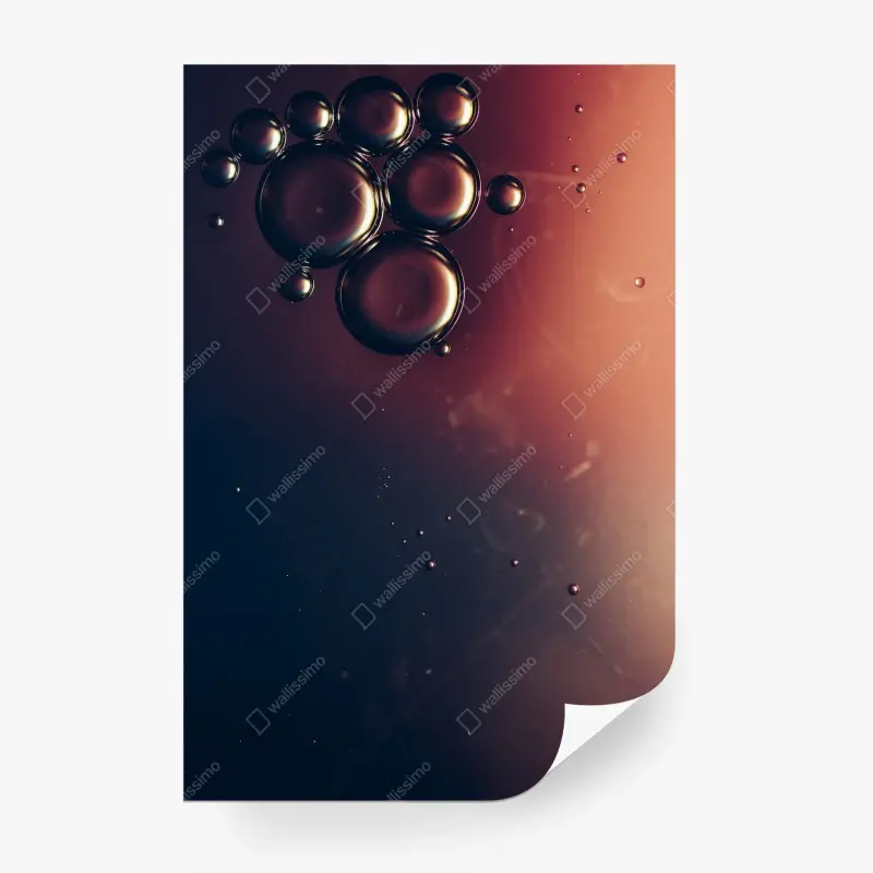Wall mural floating oil bubbles on deep gradient