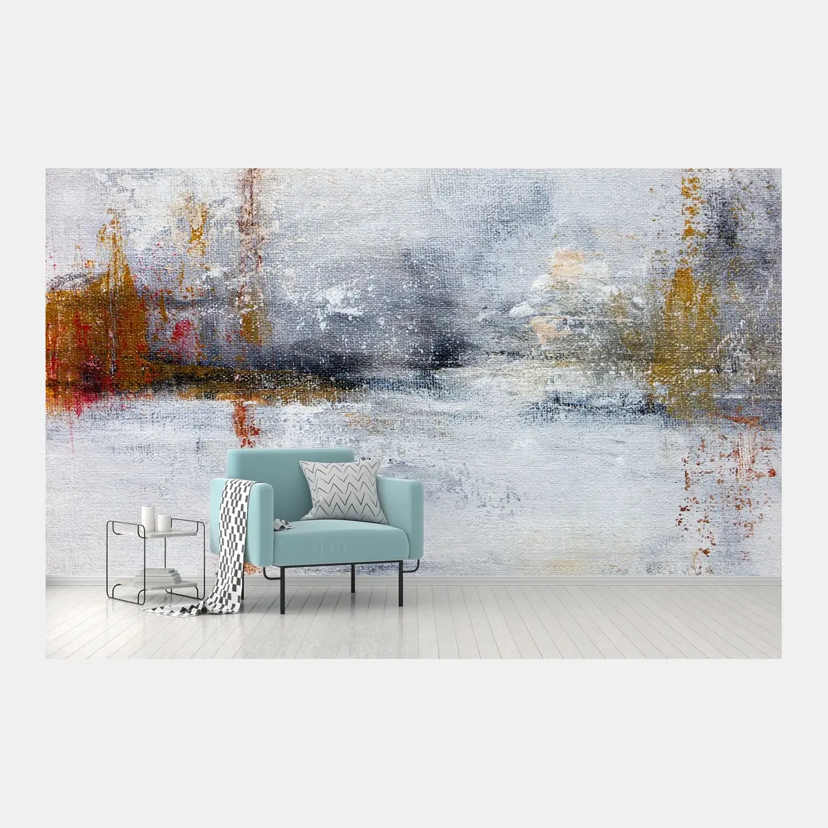 Wall mural serene abstract landscape in soft neutrals • Wallissimo®