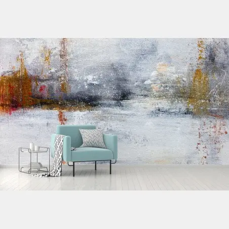 Wall mural serene abstract landscape in soft neutrals • Wallissimo®