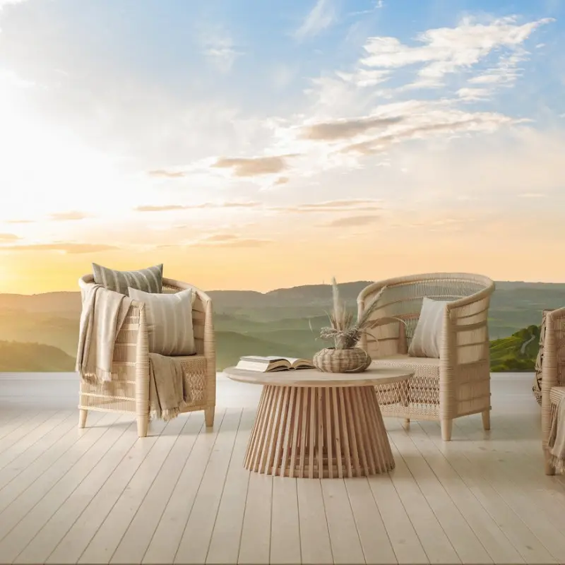 Wall mural sunrise over misty rolling hills