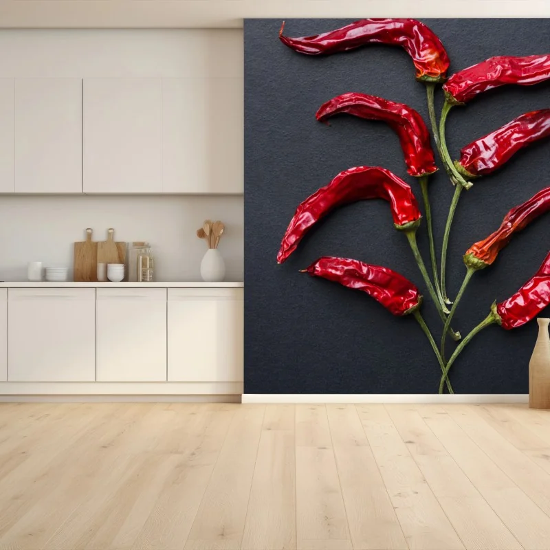 Wall mural red chili pepper culinary art