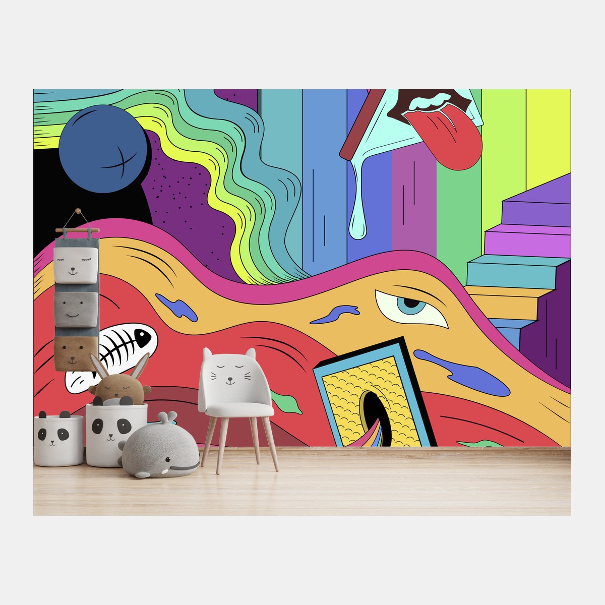 Wall mural psychedelic pop art dreamscape • Wallissimo®
