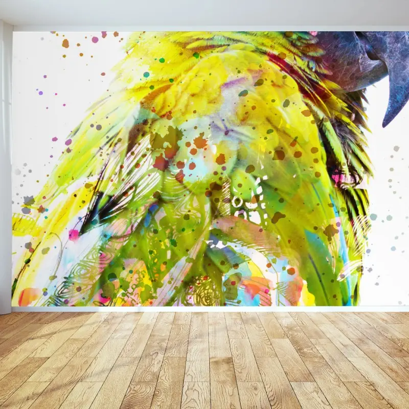 Wall mural vibrant watercolor parrot portrait
