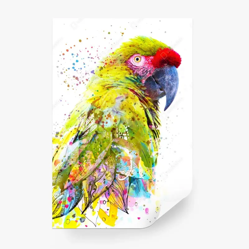 Wall mural vibrant watercolor parrot portrait
