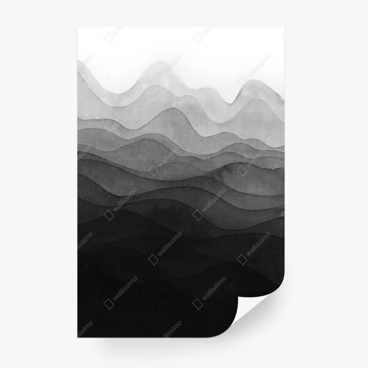 Wall mural monochrome layered mountain waves • Wallissimo® Wall mural monochrome layered mountain waves • Wallissimo®
