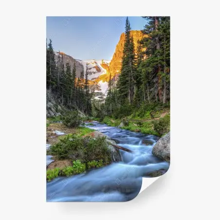 Wall mural golden peak over alpine creek • Wallissimo®