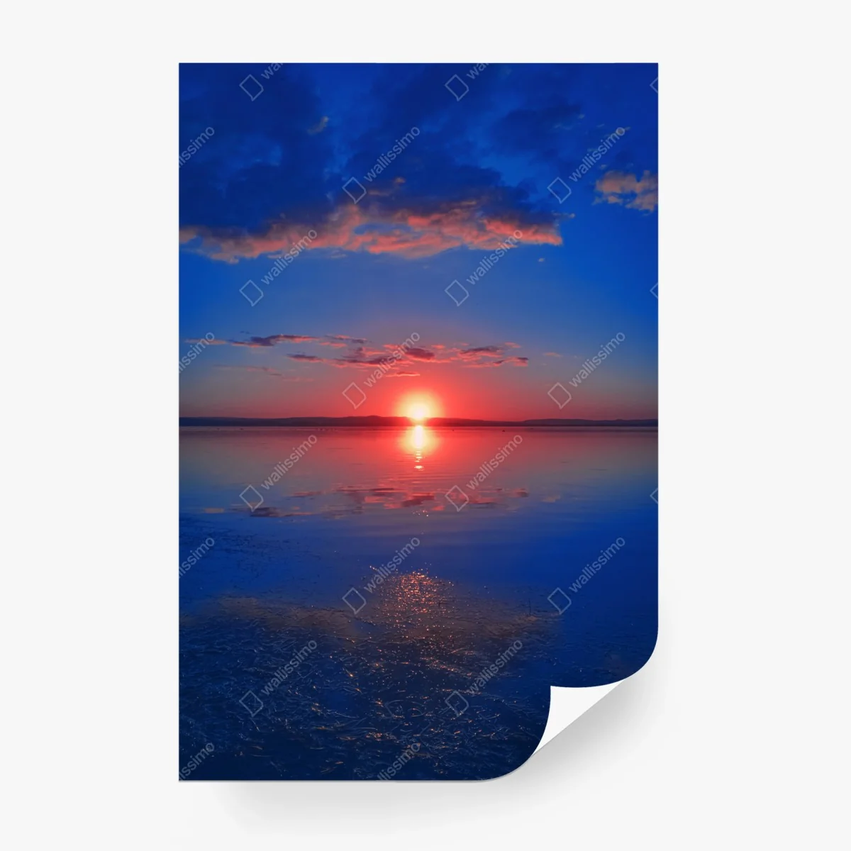 Wall mural sunset over calm sea with vivid reflection • Wallissimo® Wall mural sunset over calm sea with vivid reflection • Wallissimo®
