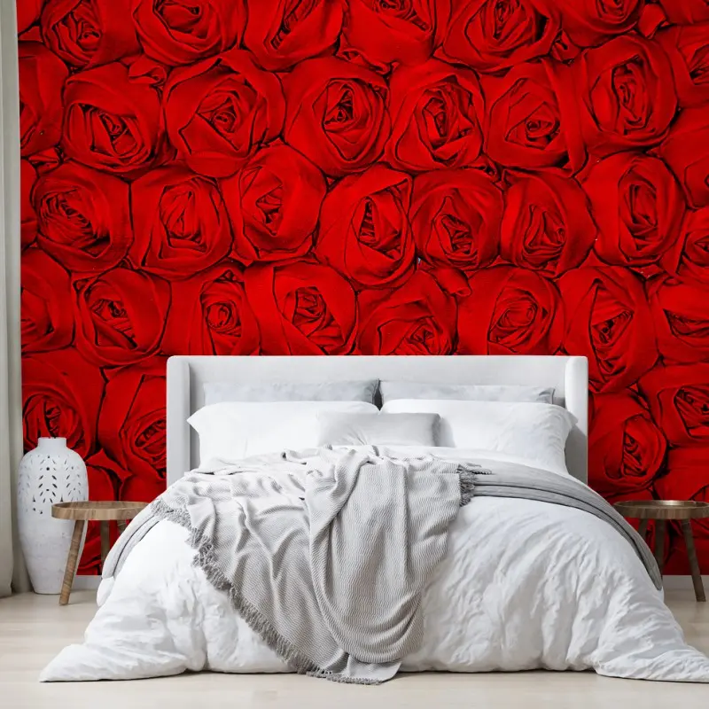 Wall mural endless bed of red roses