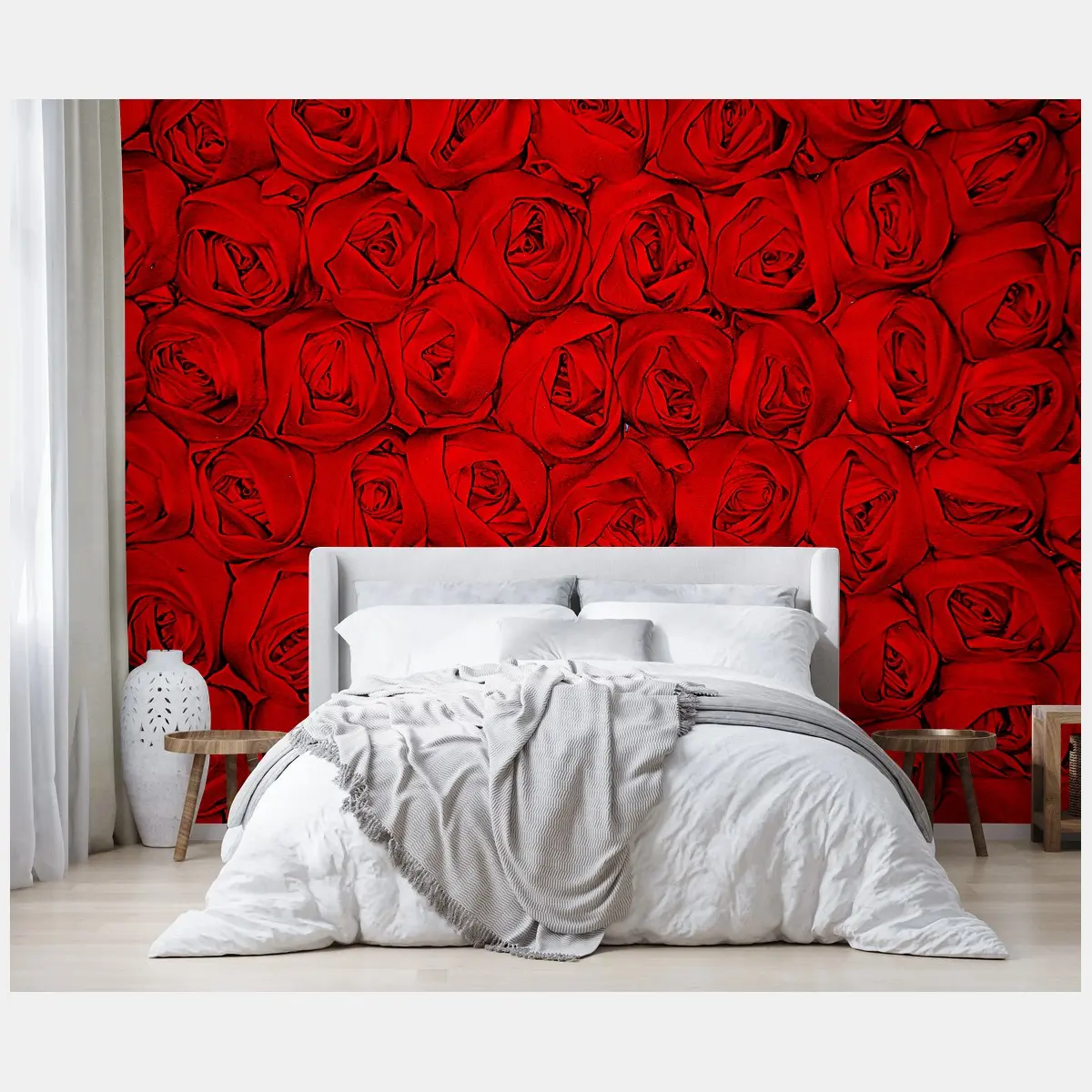 Wall mural endless bed of red roses • Wallissimo®