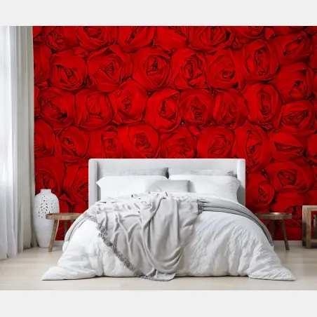 Wall mural endless bed of red roses • Wallissimo®