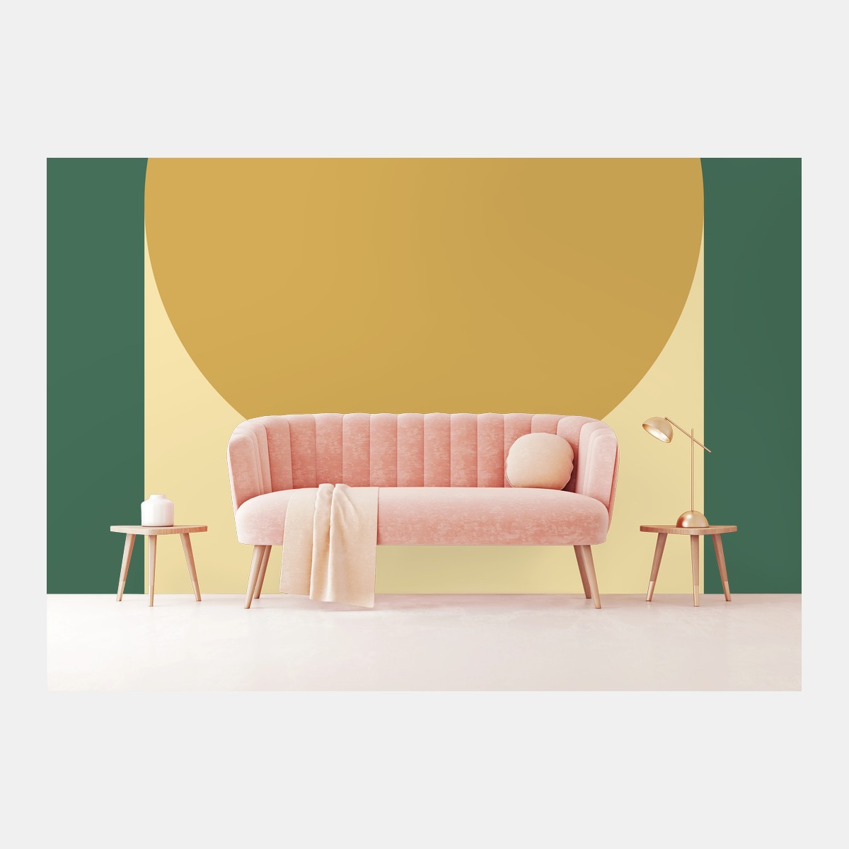 Wall mural golden sun over geometric block • Wallissimo®