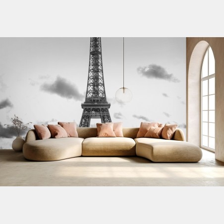 Wall mural Paris Eiffel Tower in monochrome • Wallissimo®