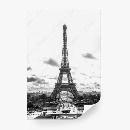 Wall mural Paris Eiffel Tower in monochrome • Wallissimo®