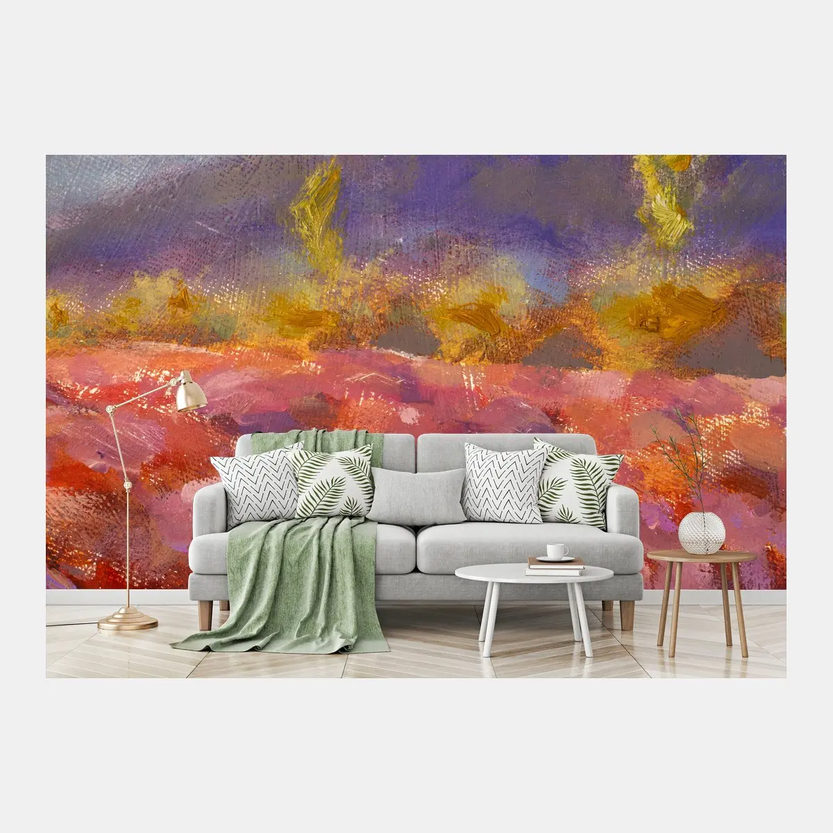 Wall mural Provence lavender field painting • Wallissimo®