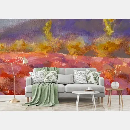 Wall mural Provence lavender field painting • Wallissimo®