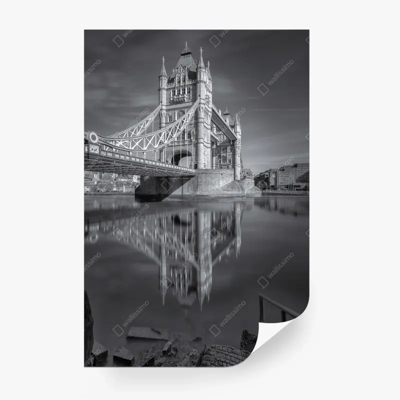 Wall mural Tower Bridge reflection in grayscale
