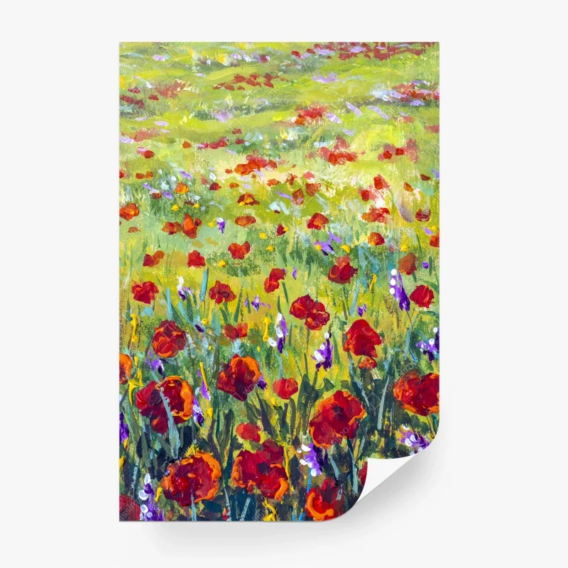 Wall mural impressionist poppy meadow