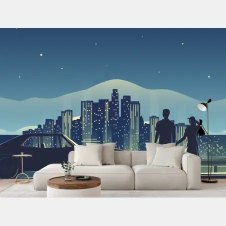 Wall mural Los Angeles night skyline • Wallissimo®