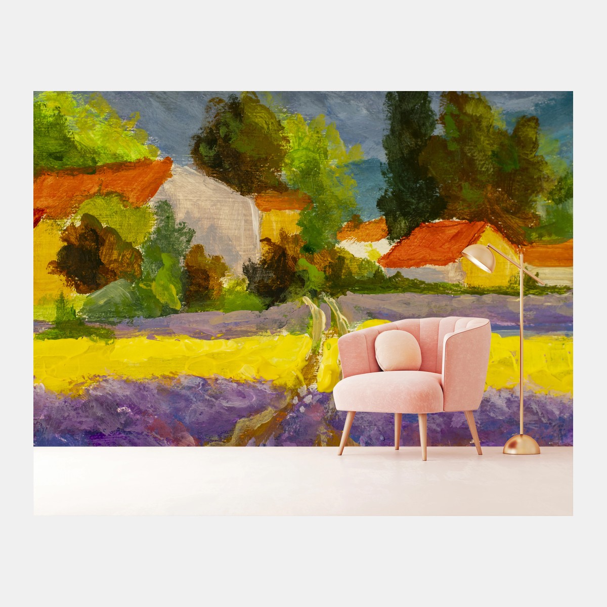 Wall mural lavender fields at sunset • Wallissimo®