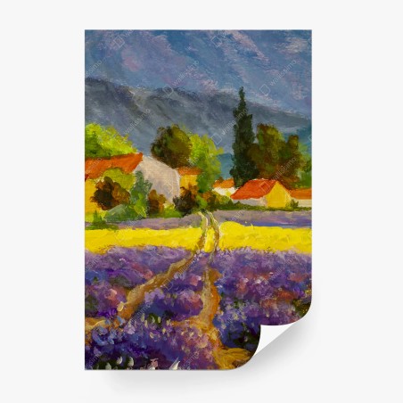 Wall mural lavender fields at sunset • Wallissimo®