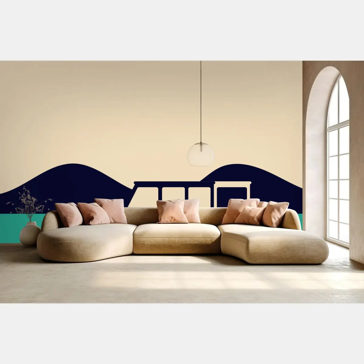 Wall mural geometric mountain road trip • Wallissimo®
