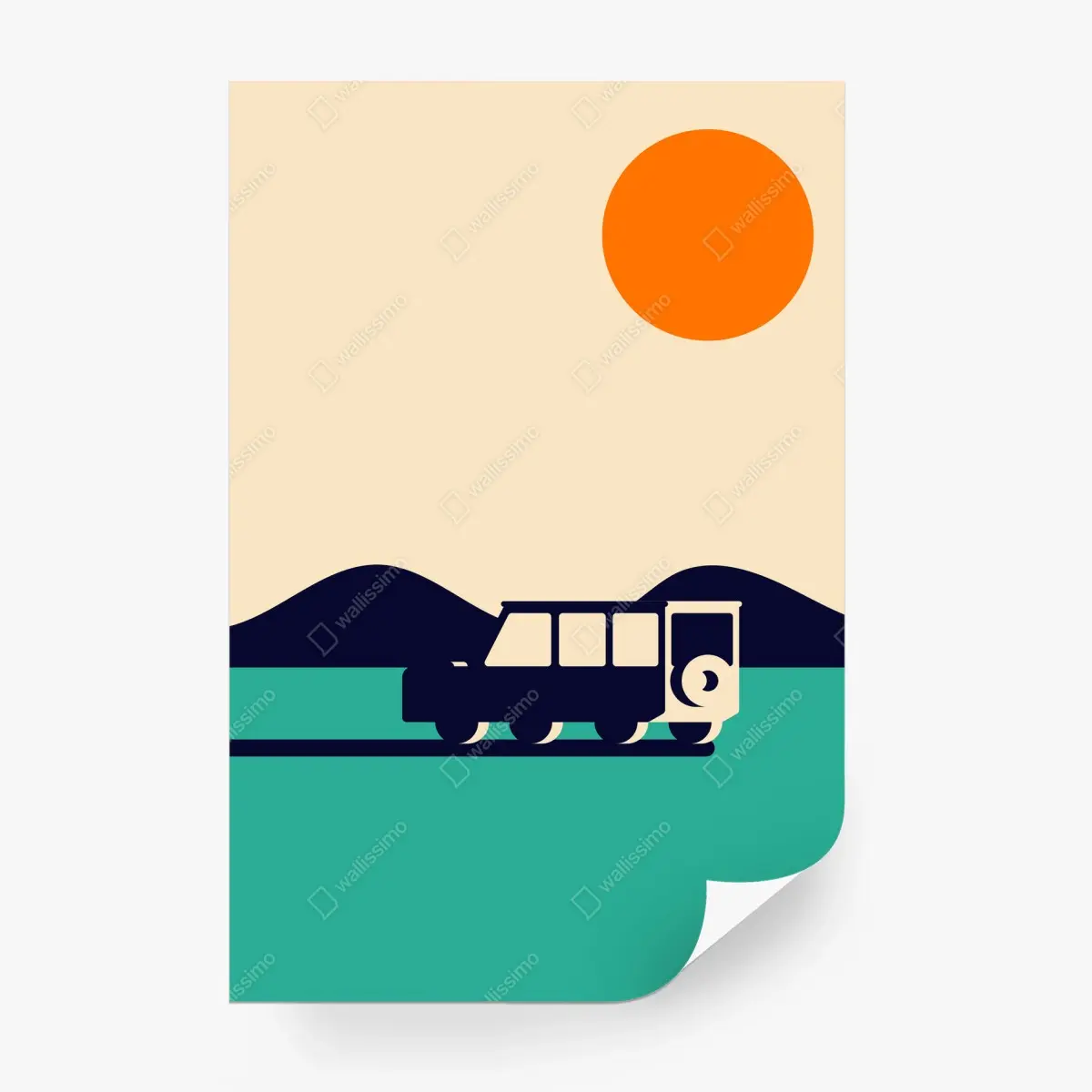 Wall mural geometric mountain road trip • Wallissimo®
