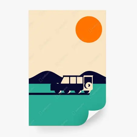 Wall mural geometric mountain road trip • Wallissimo®
