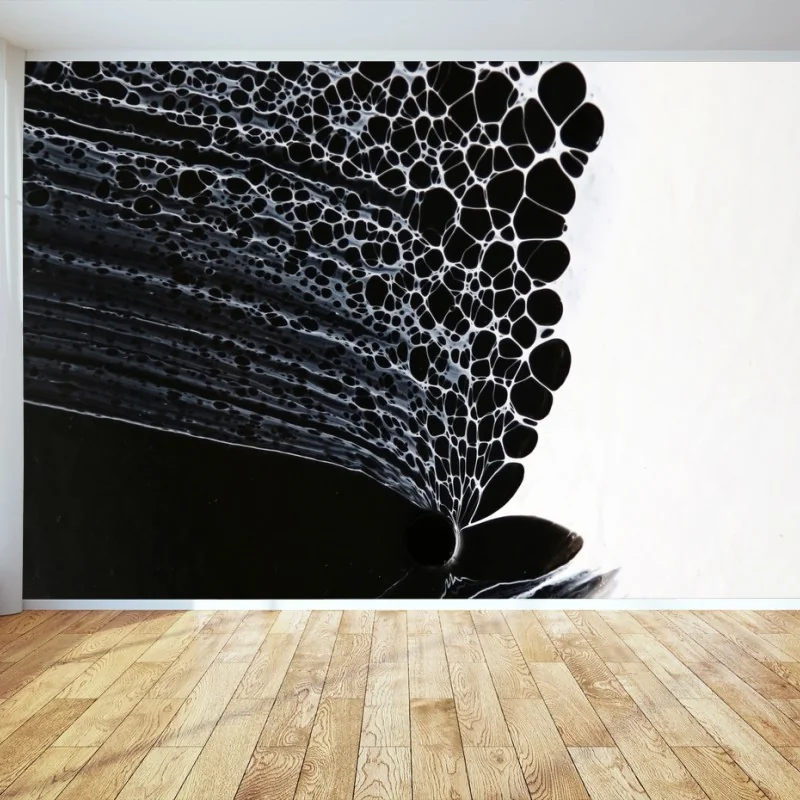 Wall mural monochrome cellular flow
