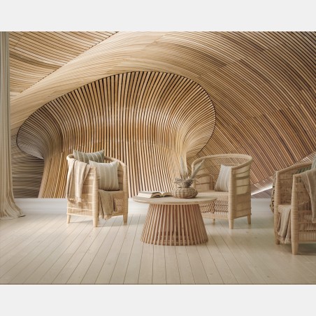 Wall mural sculptural wooden ceiling waves • Wallissimo®