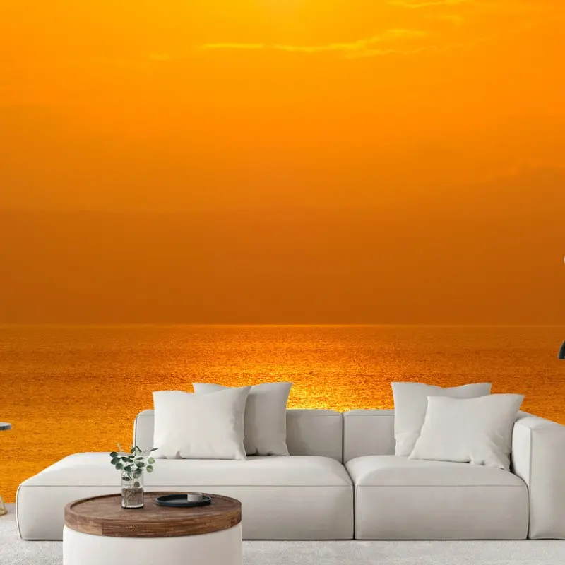 Wall mural golden sunset over the sea