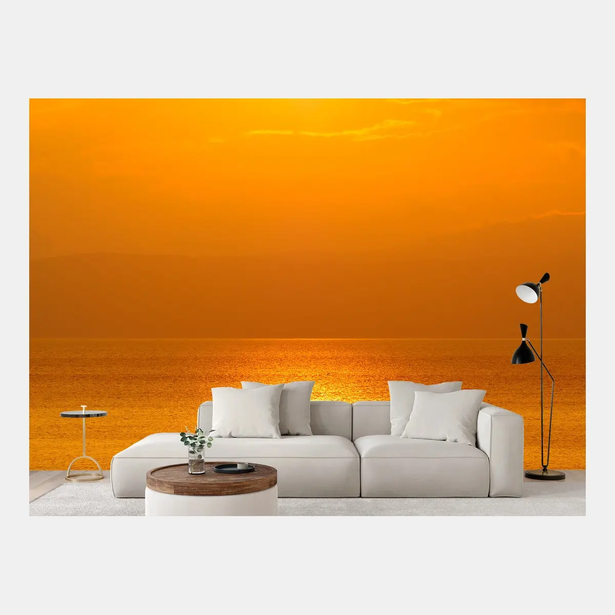Wall mural golden sunset over the sea • Wallissimo®