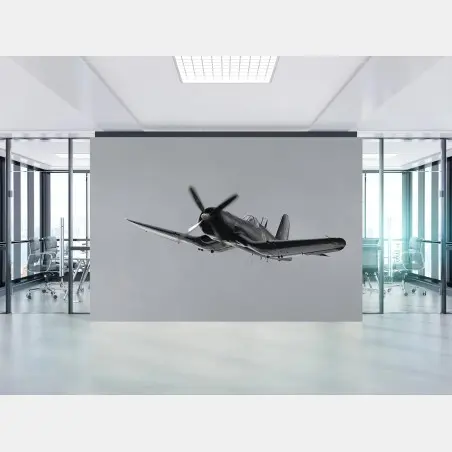 Wall mural vintage fighter plane in flight • Wallissimo®