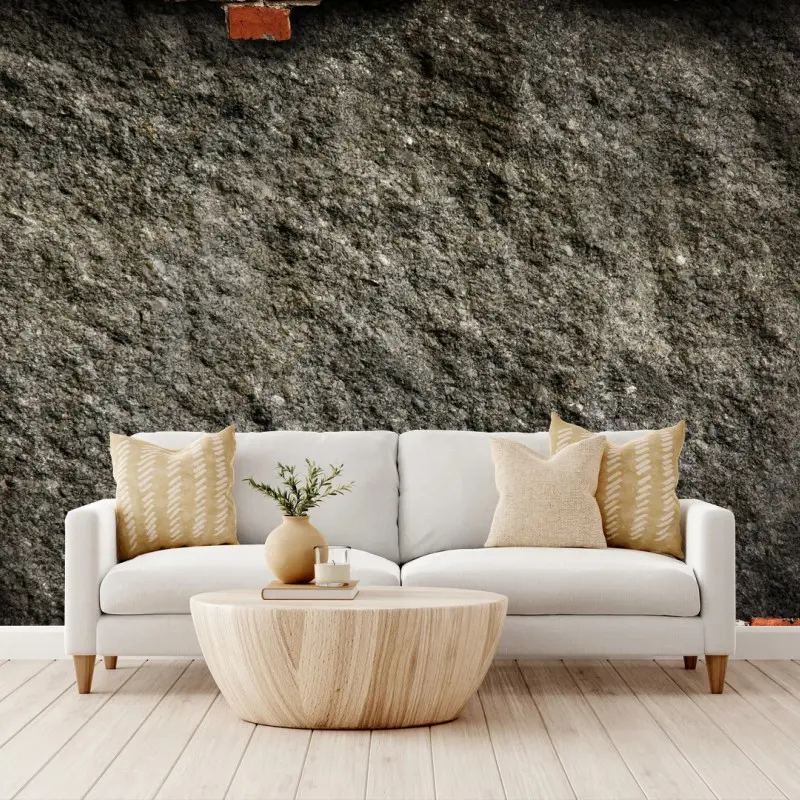 Wall mural grungy concrete wall with red brick frame