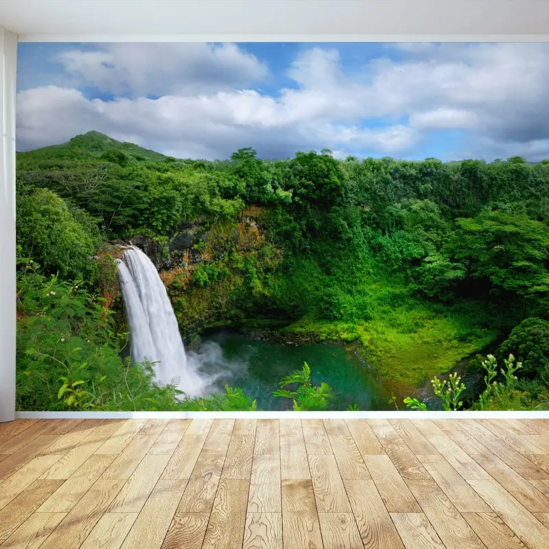 Wall mural lush waterfall in Hawaii