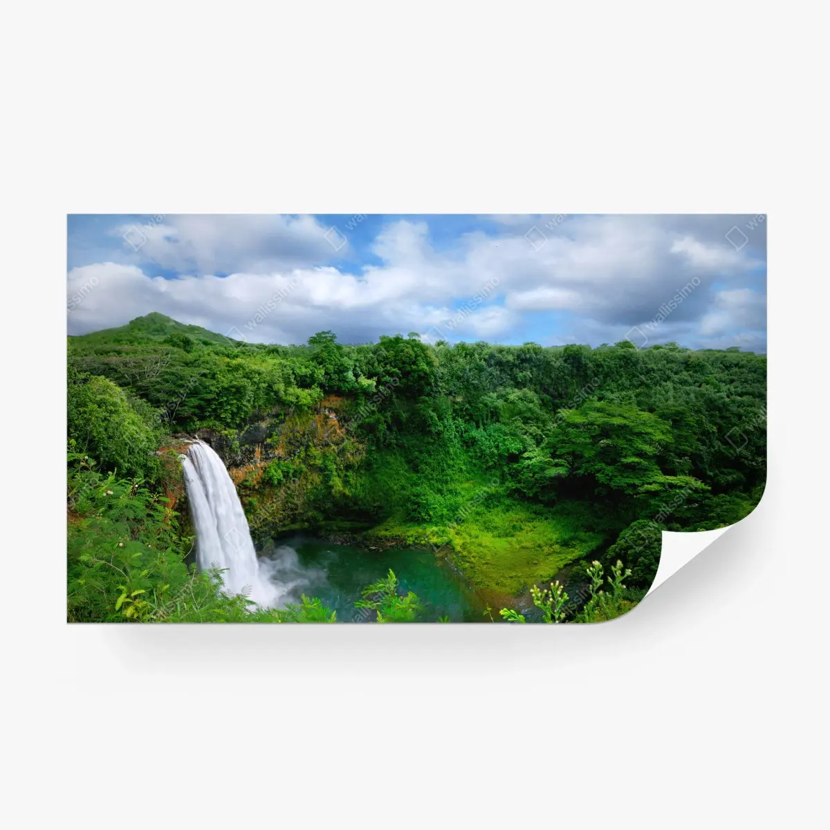 Wall mural lush waterfall in Hawaii • Wallissimo®