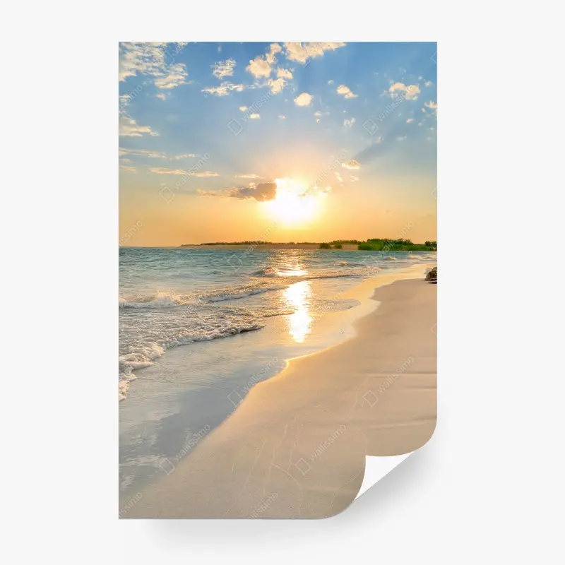 Wall mural sunlit beach at golden hour