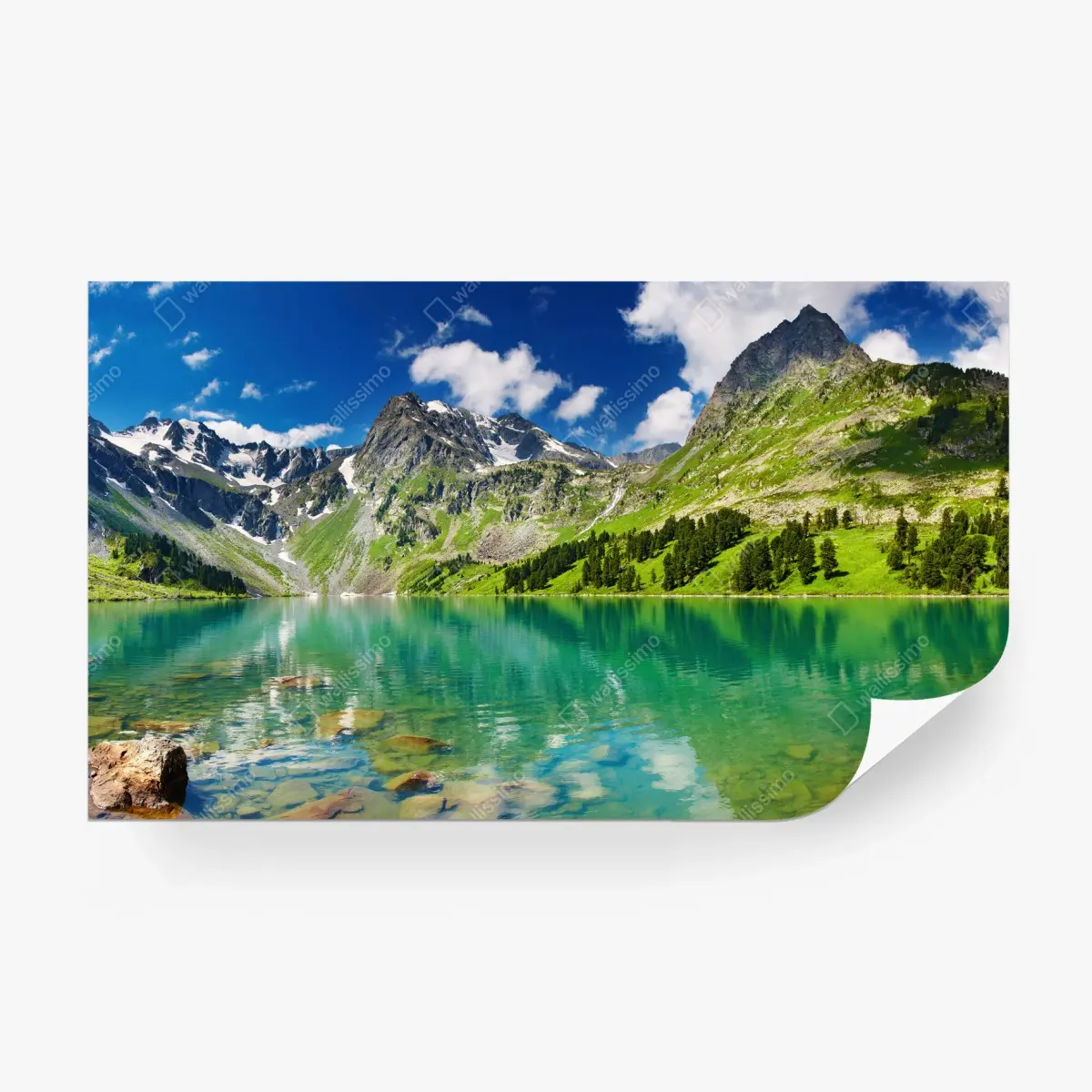 Wall mural turquoise lake in Altai Mountains • Wallissimo®