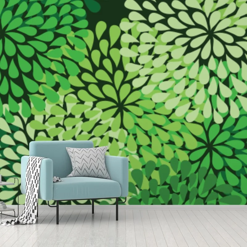 Wall mural lush green floral pattern • Wallissimo® Wall mural lush green floral pattern • Wallissimo®