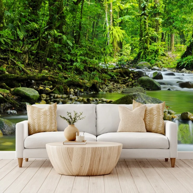 Wall mural serene forest stream • Wallissimo® Wall mural serene forest stream • Wallissimo®