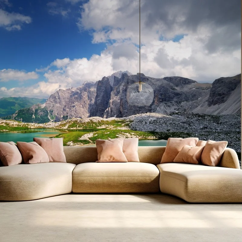 Wall mural alpine mountain lakes under blue sky
